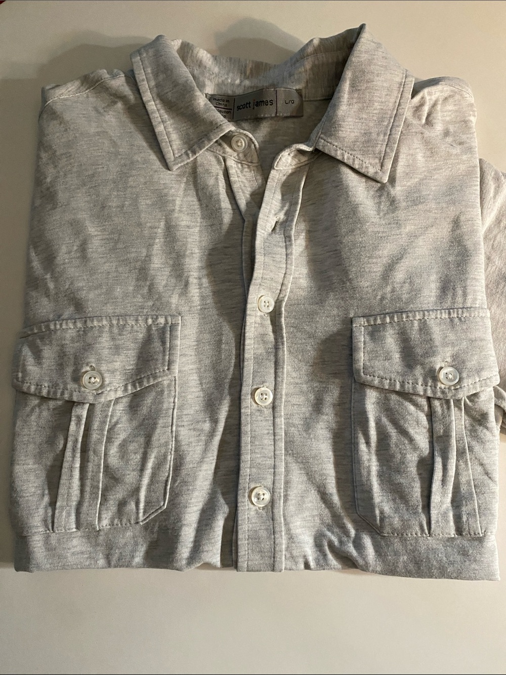 Scott James Men's Light Gray Button-Up Shirt Size Large - Picture 1 of 6